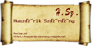 Huszárik Szörény névjegykártya